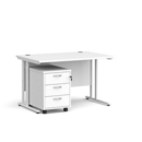 Maestro 25 straight desk 1200mm x 800mm with white cantilever frame and 3 drawer pedestal - white