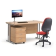 Maestro 25 straight desk 1600mm x 800mm with white cantilever frame and 3 drawer pedestal - white