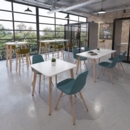 Saxon square worktable with 4 oak legs 800mm - onyx grey