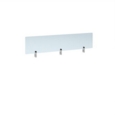 Desktop clear acrylic screen topper with white brackets 1400mm wide