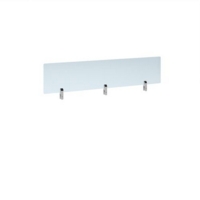 Desktop clear acrylic screen topper with white brackets 1400mm wide