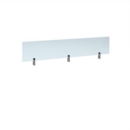 Desktop clear acrylic screen topper with silver brackets 1600mm wide
