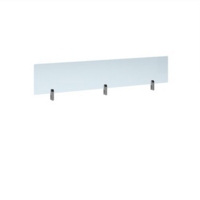 Desktop clear acrylic screen topper with silver brackets 1600mm wide