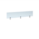 Desktop clear acrylic screen topper with white brackets 1600mm wide