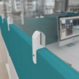 Desktop clear acrylic screen topper with silver brackets 1800mm wide