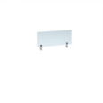 Desktop clear acrylic screen topper with white brackets 800mm wide