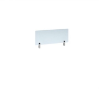 Desktop clear acrylic screen topper with white brackets 800mm wide