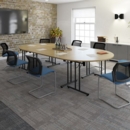 Rectangular folding leg table with black legs and straight foot rails 1800mm x 800mm - oak