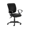 Senza high back operator chair with fixed arms - Nero Black vinyl