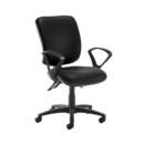 Senza high back operator chair with fixed arms - Nero Black vinyl