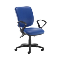 Senza high back operator chair with fixed arms - Ocean Blue vinyl