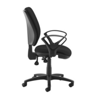 Senza high back operator chair with fixed arms - black