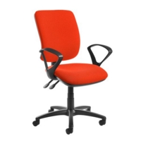 Senza high back operator chair with fixed arms - Tortuga Orange