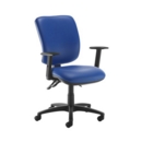 Senza high back operator chair with adjustable arms - Ocean Blue vinyl