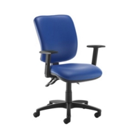 Senza high back operator chair with adjustable arms - Ocean Blue vinyl