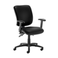 Senza high back operator chair with folding arms - Nero Black vinyl