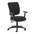 Senza high back operator chair with folding arms - black
