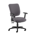 Senza high back operator chair with folding arms - Blizzard Grey
