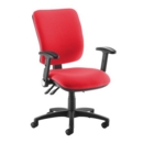 Senza high back operator chair with folding arms - Belize Red