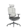 Shelby grey mesh back operator chair with headrest and grey fabric seat