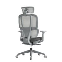 Shelby grey mesh back operator chair with headrest and grey fabric seat