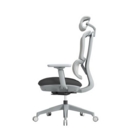 Shelby grey mesh back operator chair with headrest and grey fabric seat