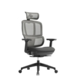 Shelby black mesh back operator chair with headrest and black fabric seat