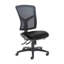 Senza high mesh back operator chair with no arms - Nero Black vinyl