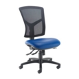 Senza high mesh back operator chair with no arms - Ocean Blue vinyl