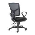 Senza high mesh back operator chair with fixed arms - Nero Black vinyl