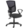 Senza high mesh back operator chair with fixed arms - black