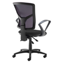 Senza high mesh back operator chair with fixed arms - black