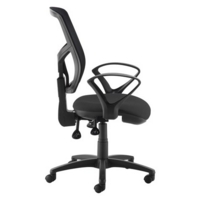 Senza high mesh back operator chair with fixed arms - black