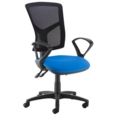 Senza high mesh back operator chair with fixed arms - blue