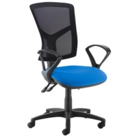 Senza high mesh back operator chair with fixed arms - blue