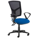 Senza high mesh back operator chair with fixed arms - Curacao Blue