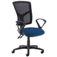 Senza high mesh back operator chair with fixed arms - Costa Blue