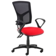 Senza high mesh back operator chair with fixed arms - Panama Red