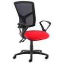 Senza high mesh back operator chair with fixed arms - Panama Red