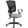 Senza high mesh back operator chair with fixed arms - Slip Grey