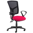Senza high mesh back operator chair with fixed arms - Diablo Pink