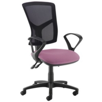 Senza high mesh back operator chair with fixed arms - Bridgetown Purple