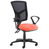 Senza high mesh back operator chair with fixed arms - Tortuga Orange