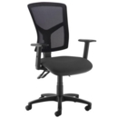 Senza high mesh back operator chair with adjustable arms - black