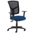 Senza high mesh back operator chair with adjustable arms - Costa Blue