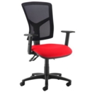 Senza high mesh back operator chair with adjustable arms - Panama Red