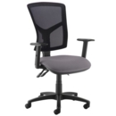 Senza high mesh back operator chair with adjustable arms - Blizzard Grey