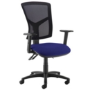 Senza high mesh back operator chair with adjustable arms - Ocean Blue