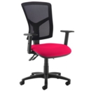 Senza high mesh back operator chair with adjustable arms - Diablo Pink