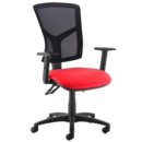 Senza high mesh back operator chair with adjustable arms - Belize Red